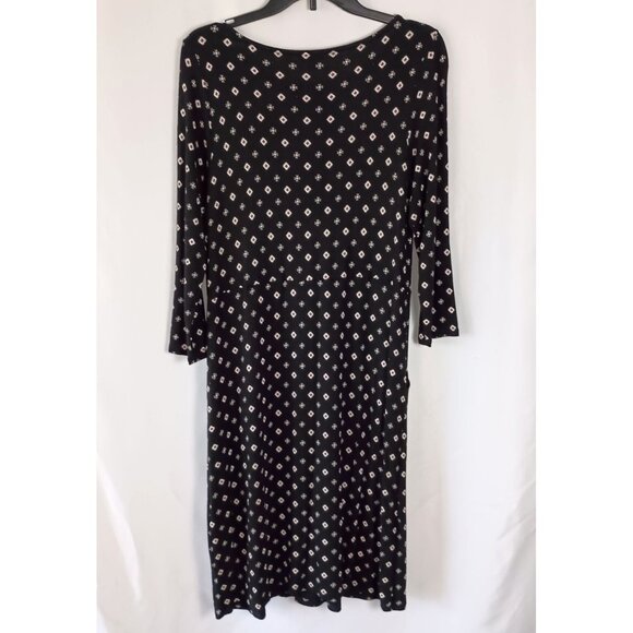 J.Jill Long Sleeve Geometric Print A-Line Dress Black Size M with Pockets - Picture 7 of 9